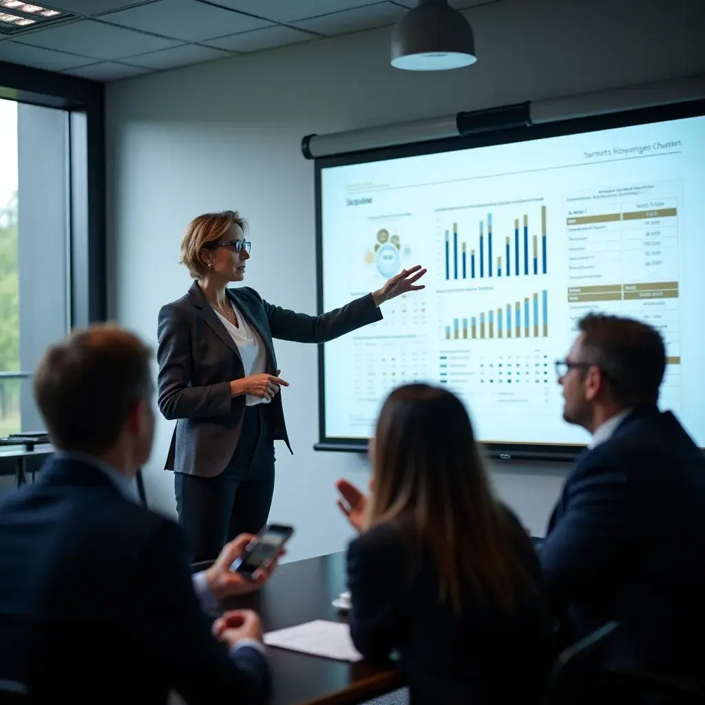 Experten bei einer Präsentation über Marktchancen