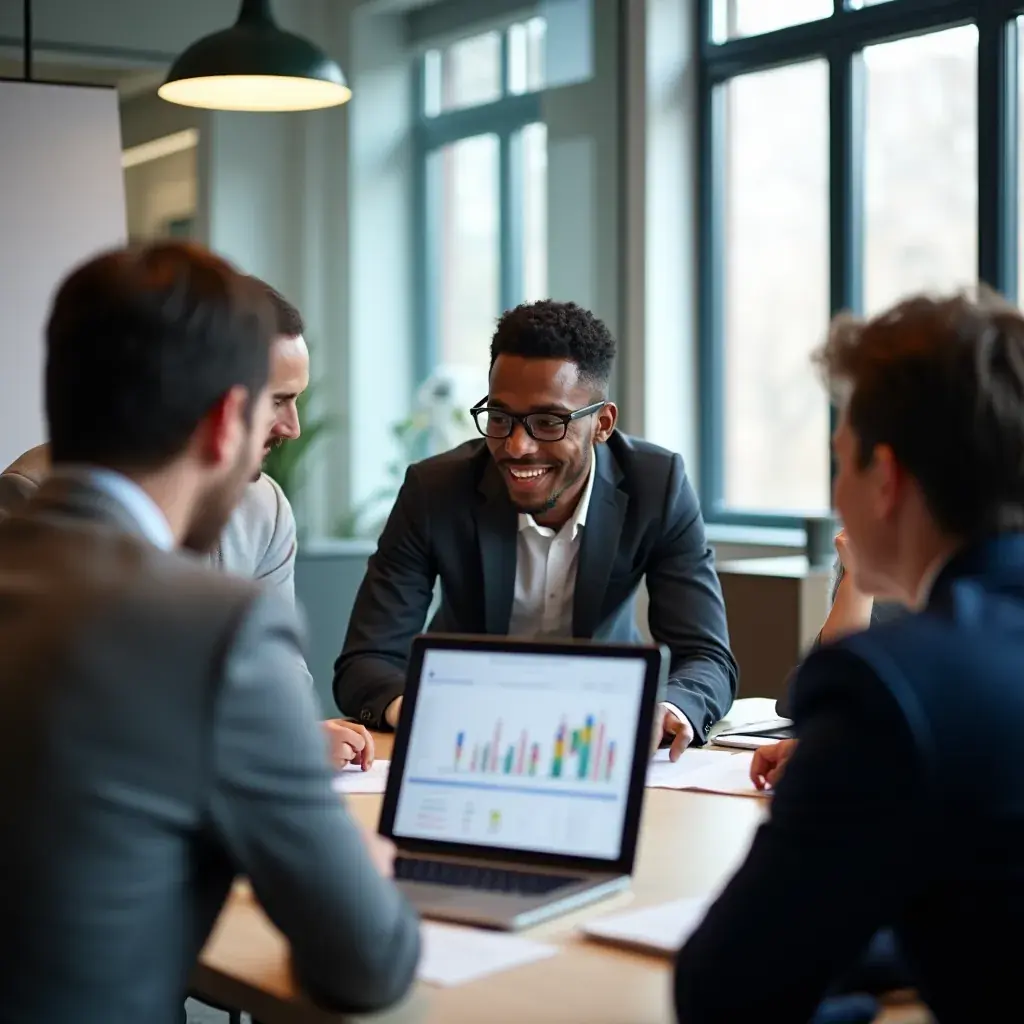 Beratungsgespräch mit Notizen und Diagrammen auf einem Tisch